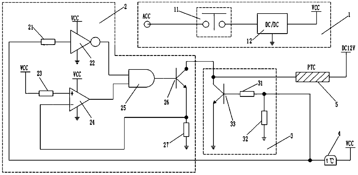 A power supply system and method for electric heating of vehicle air conditioning system