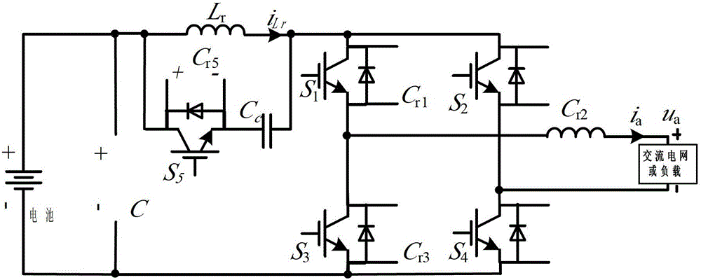 Low additional voltage zero voltage switching energy storage bridge inverter and modulation method