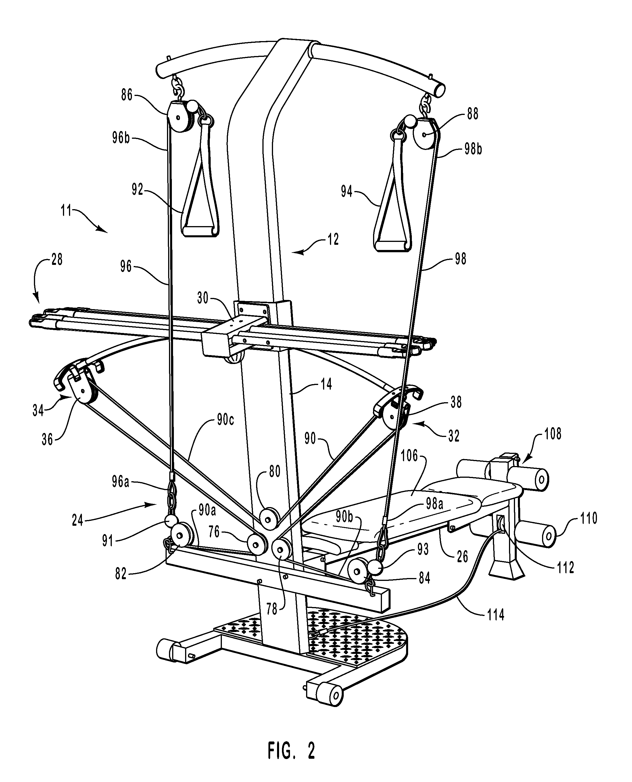 Exercise device with centrally mounted resistance rod