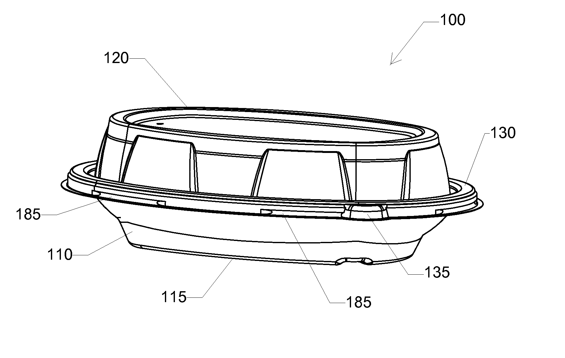 Resealable Leak-Resistant Containers Having A Pressed Pulp Tray With A Thermoformed Plastic Lid