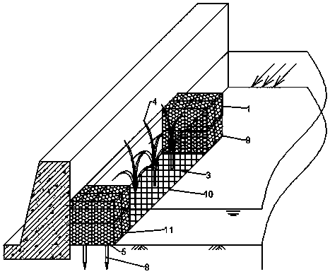 Ecological restoration system suitable for hard revetments of high-flow-rate polluted rivers