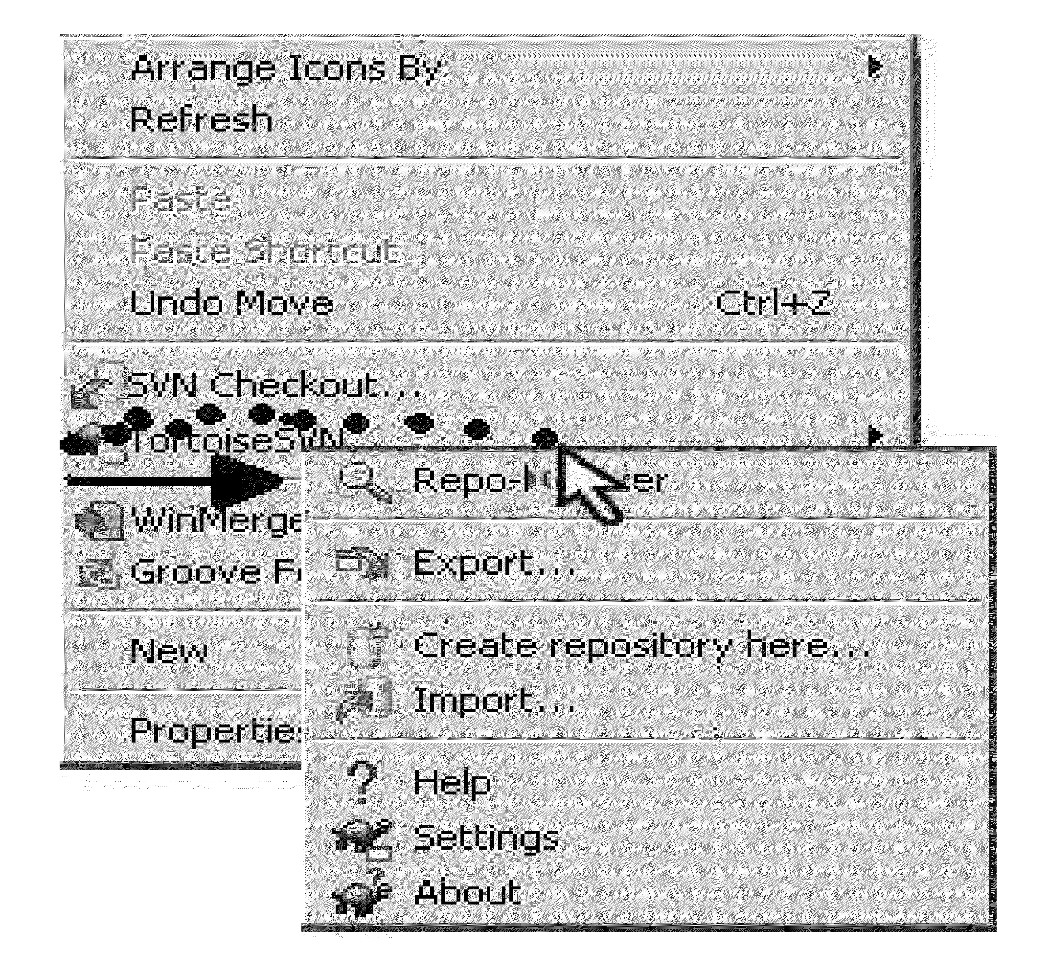 Selectable Parent and Submenu Object Display Method