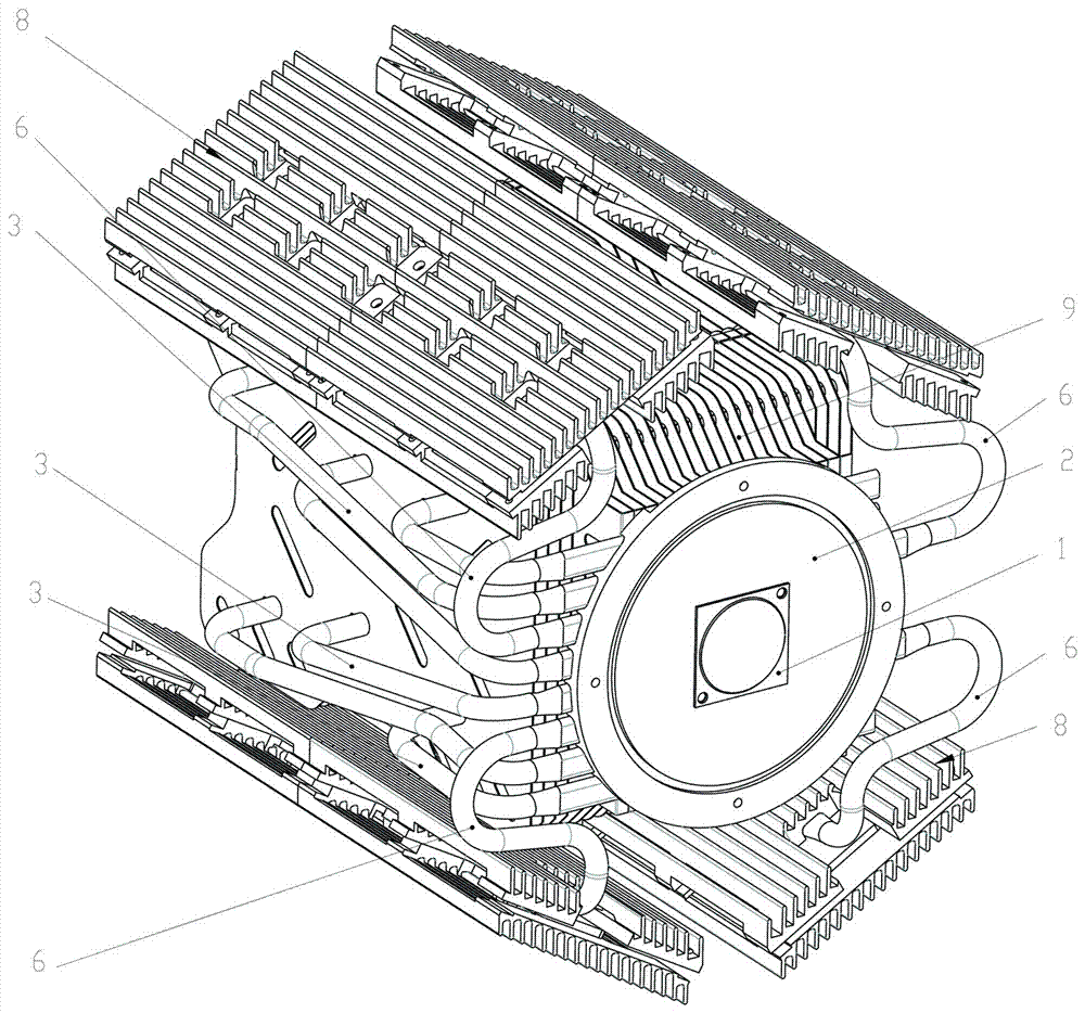 Large-power LED radiating structure