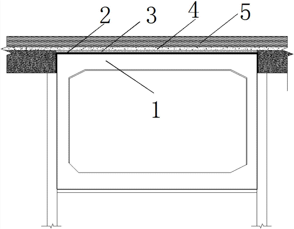 Road structure above tunnel and construction method thereof