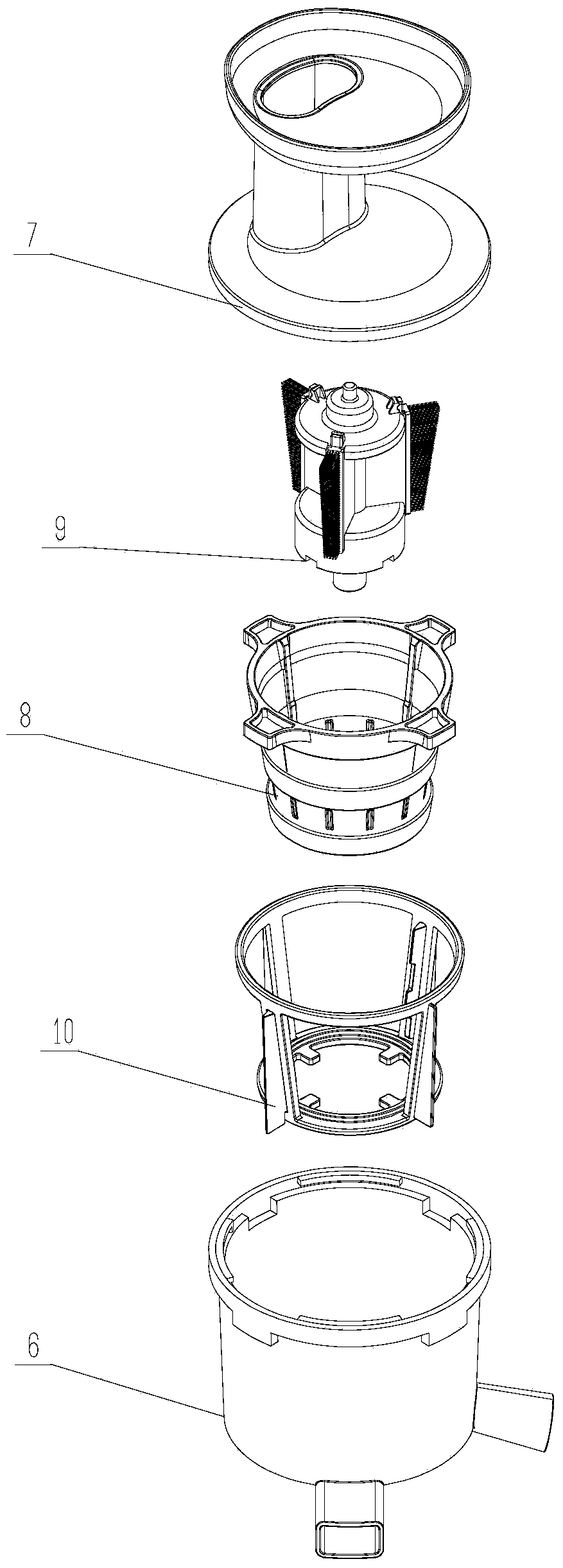 A cleaning device and a juicer using the same