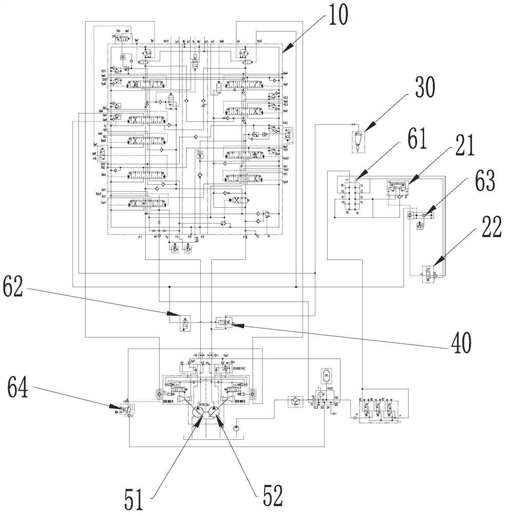 Double-pump confluence hydraulic system and excavator