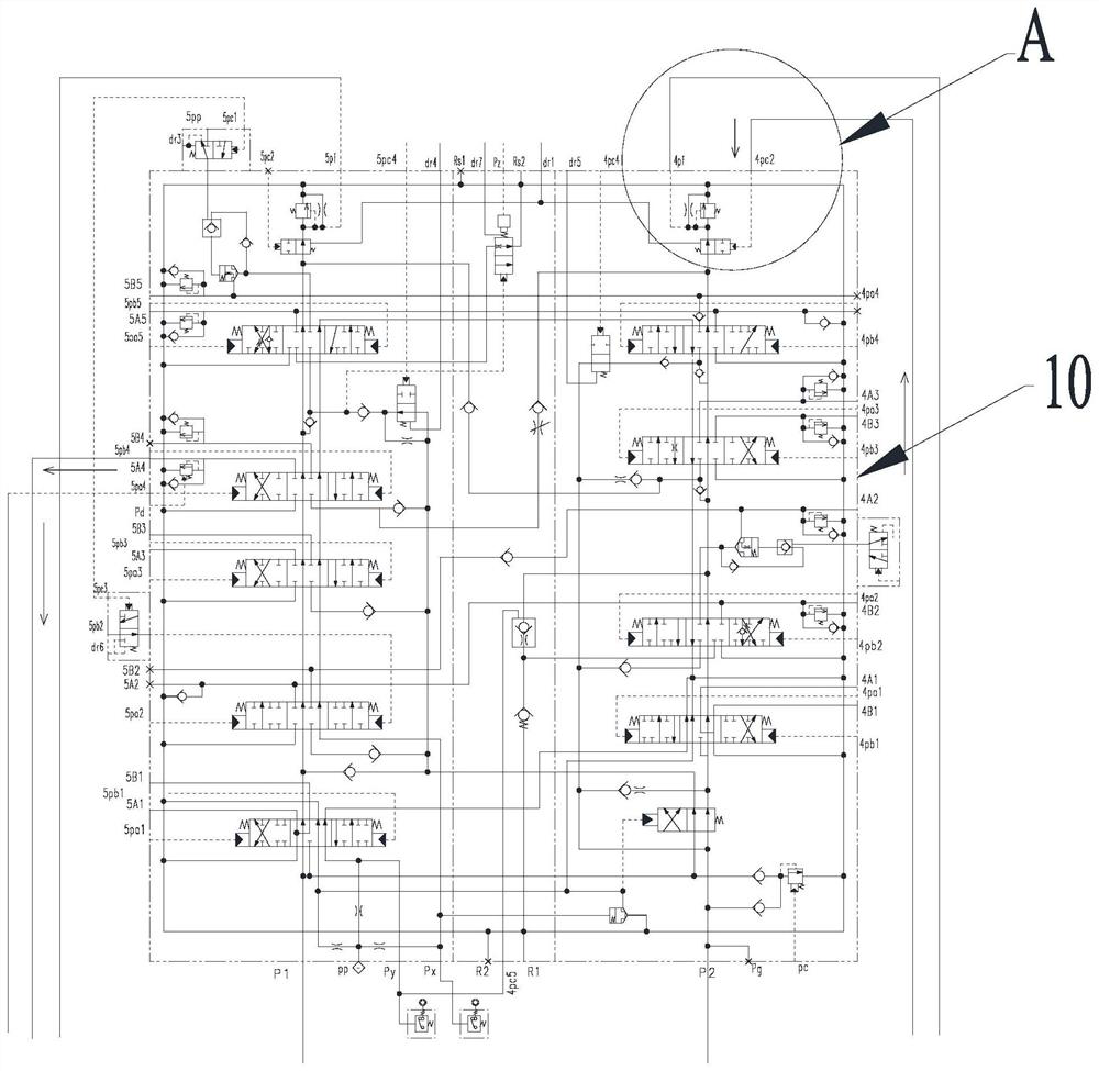 Double-pump confluence hydraulic system and excavator