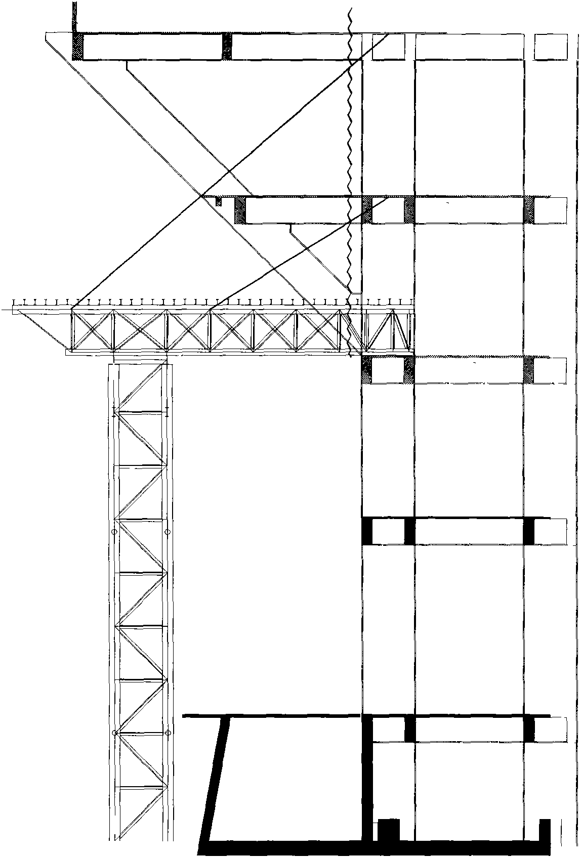 Construction method for 45-DEG-inclined long-overhanging reinforced concrete structure project