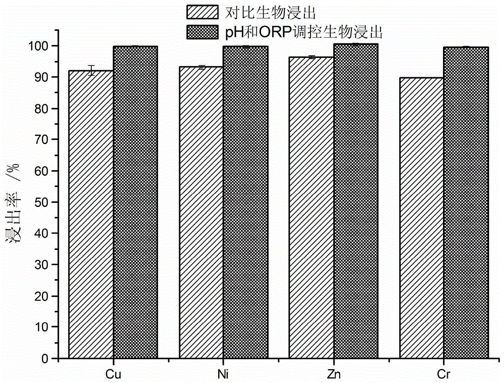 A bioleaching method for heavy metals in heavy metal-containing waste based on pH and potential co-regulation