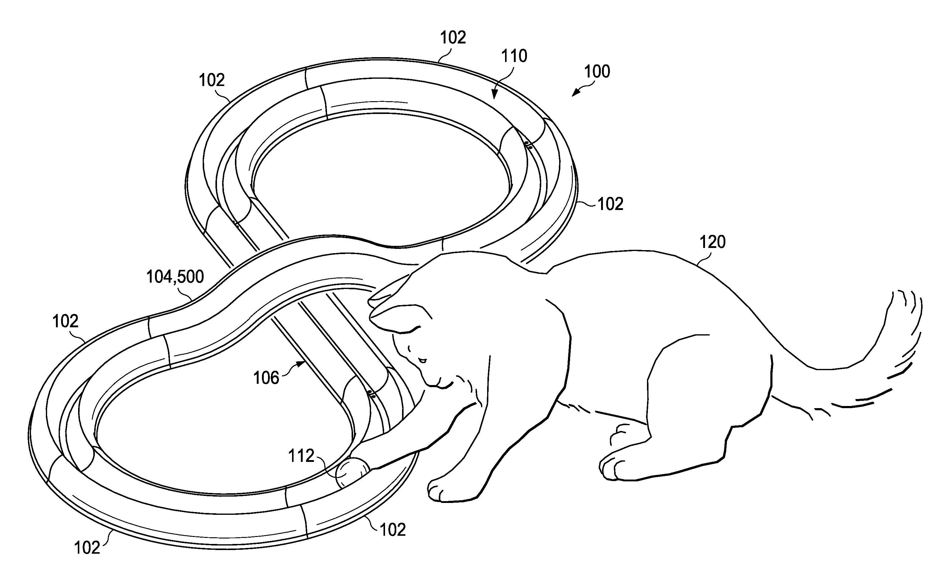 Pet toy with captive chase ball