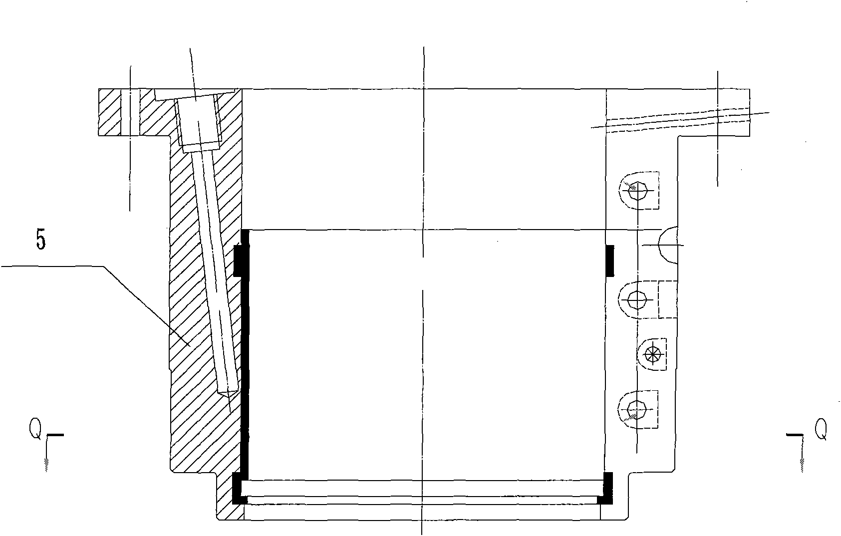 Parabolic pad guide bearing for main shaft of vertical water turbine