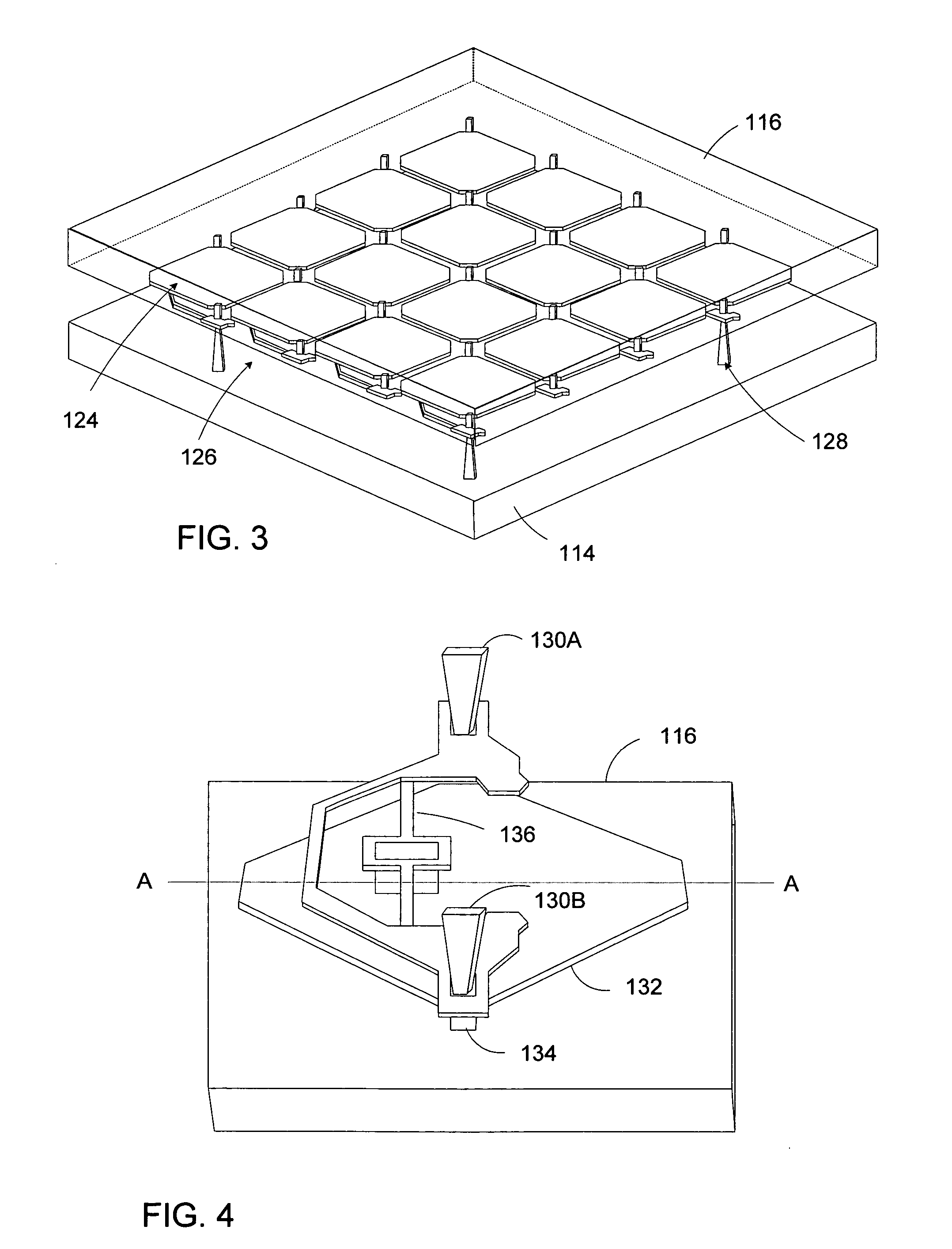 Micromirror array assembly with in-array pillars