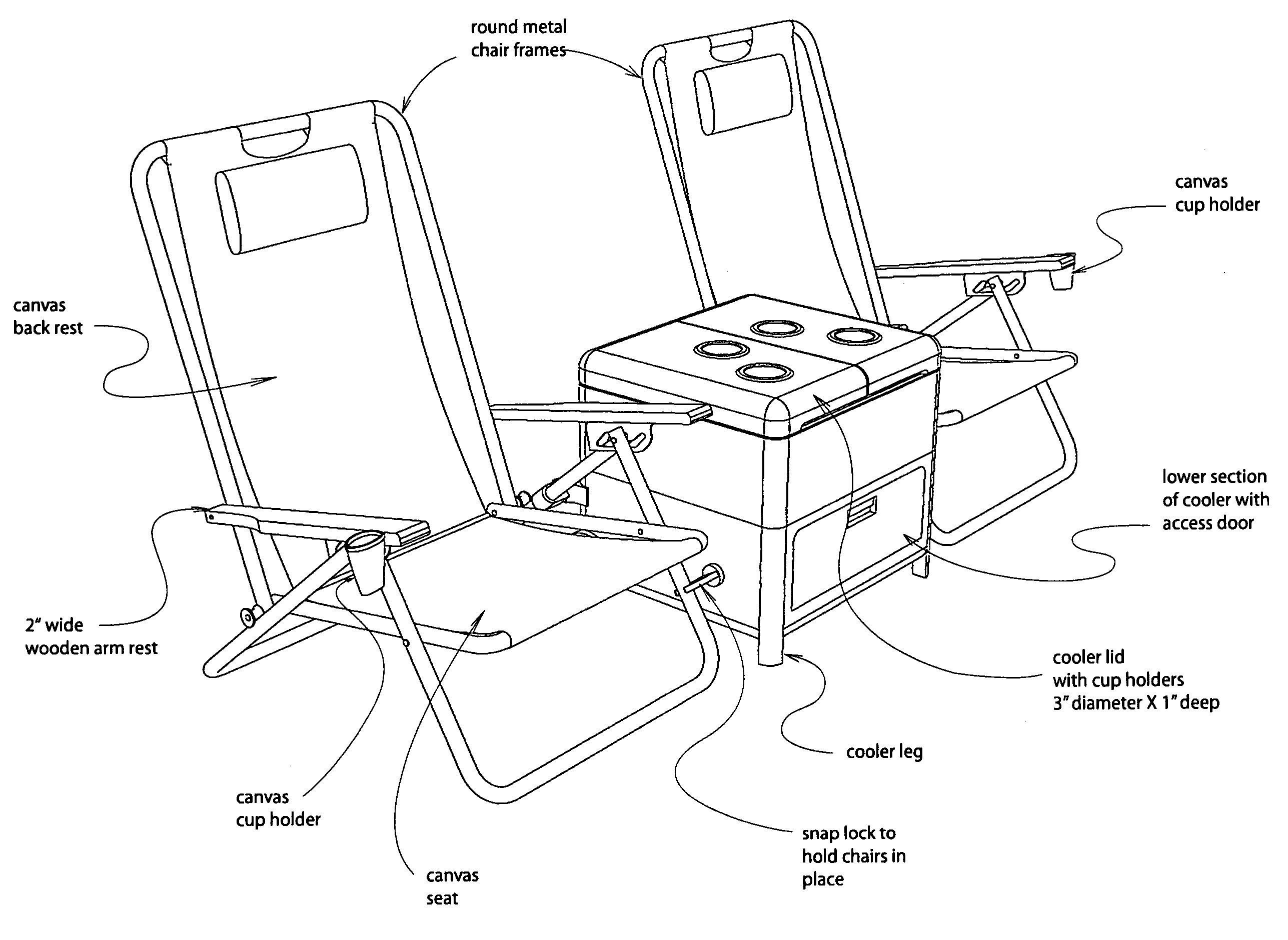 Lounge chairs and cooler combination