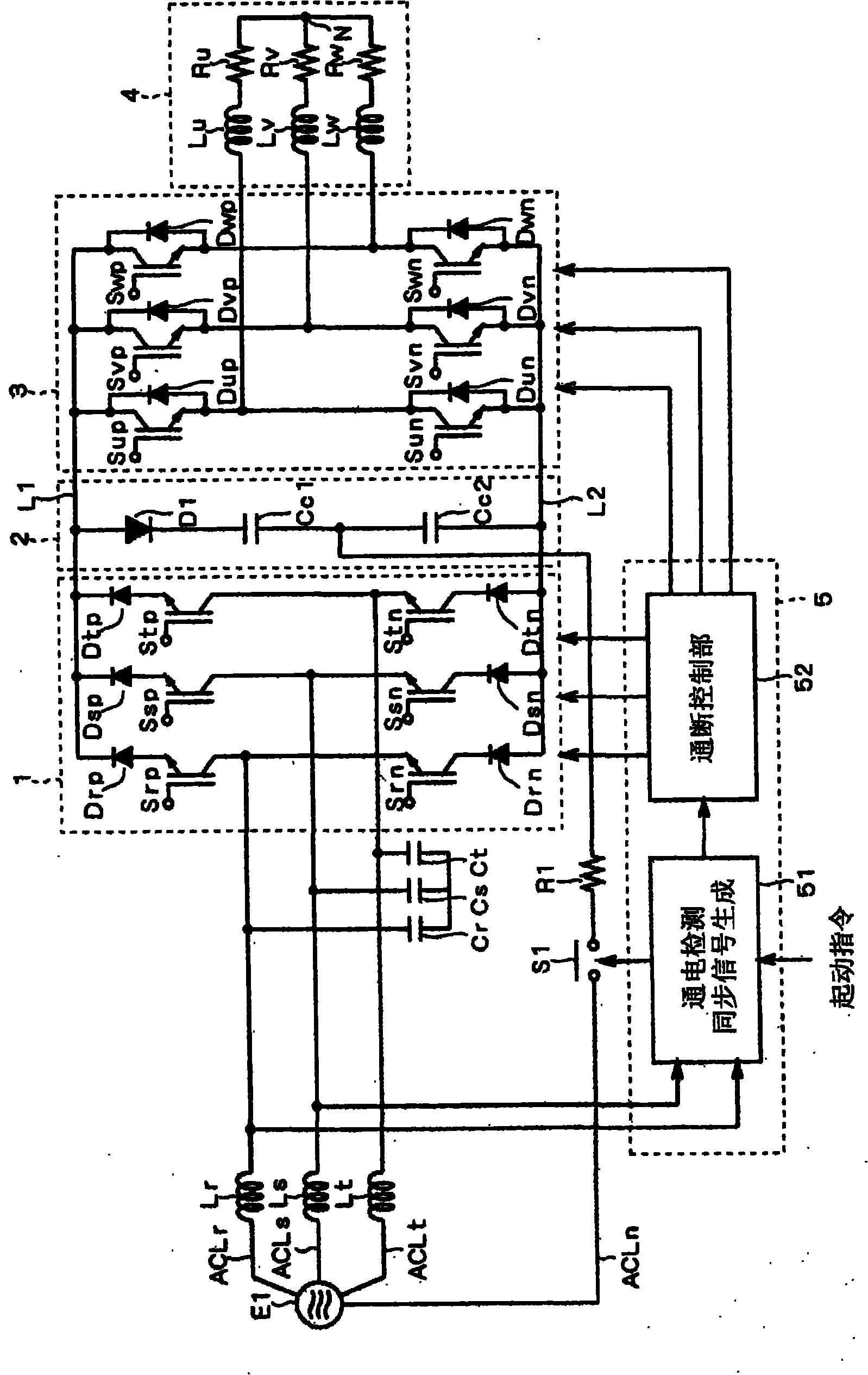 Direct type AC power converting device