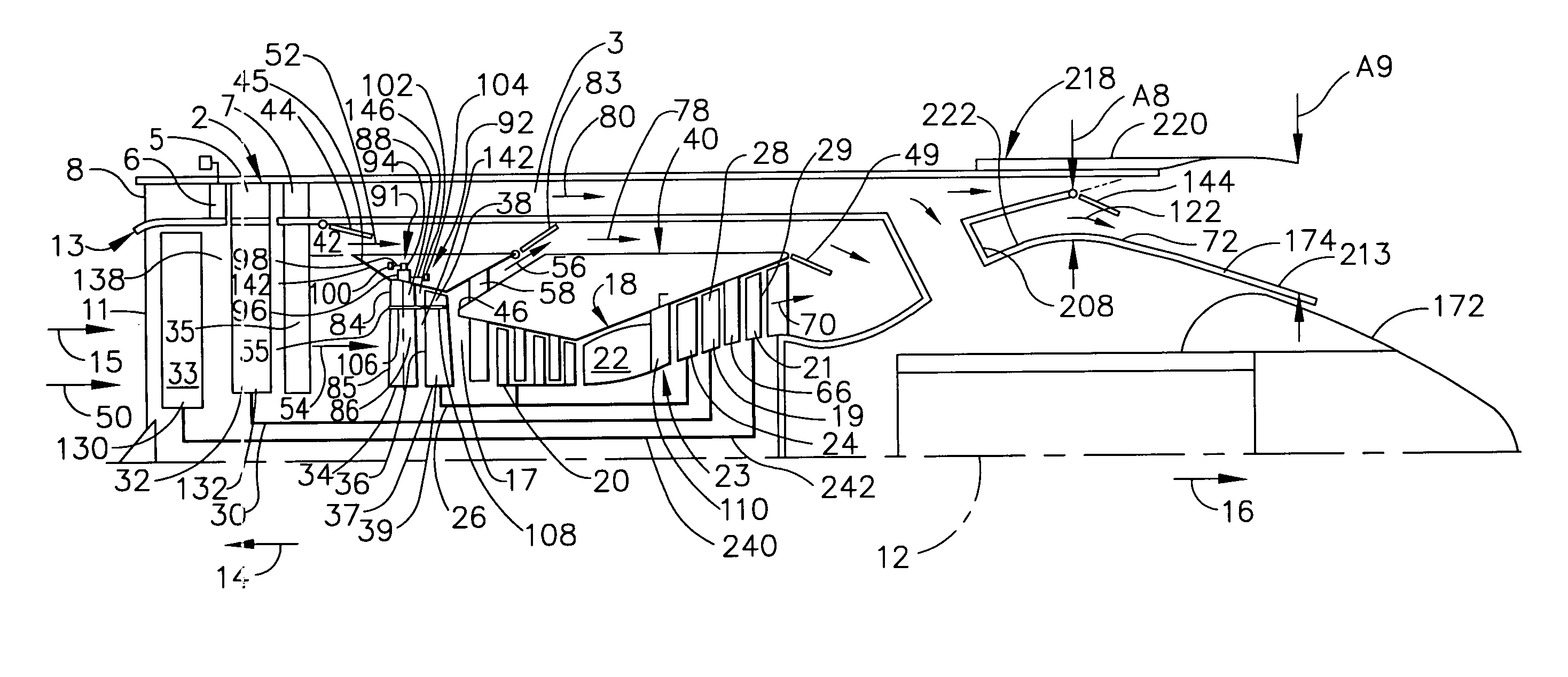 FLADE gas turbine engine with counter-rotatable fans