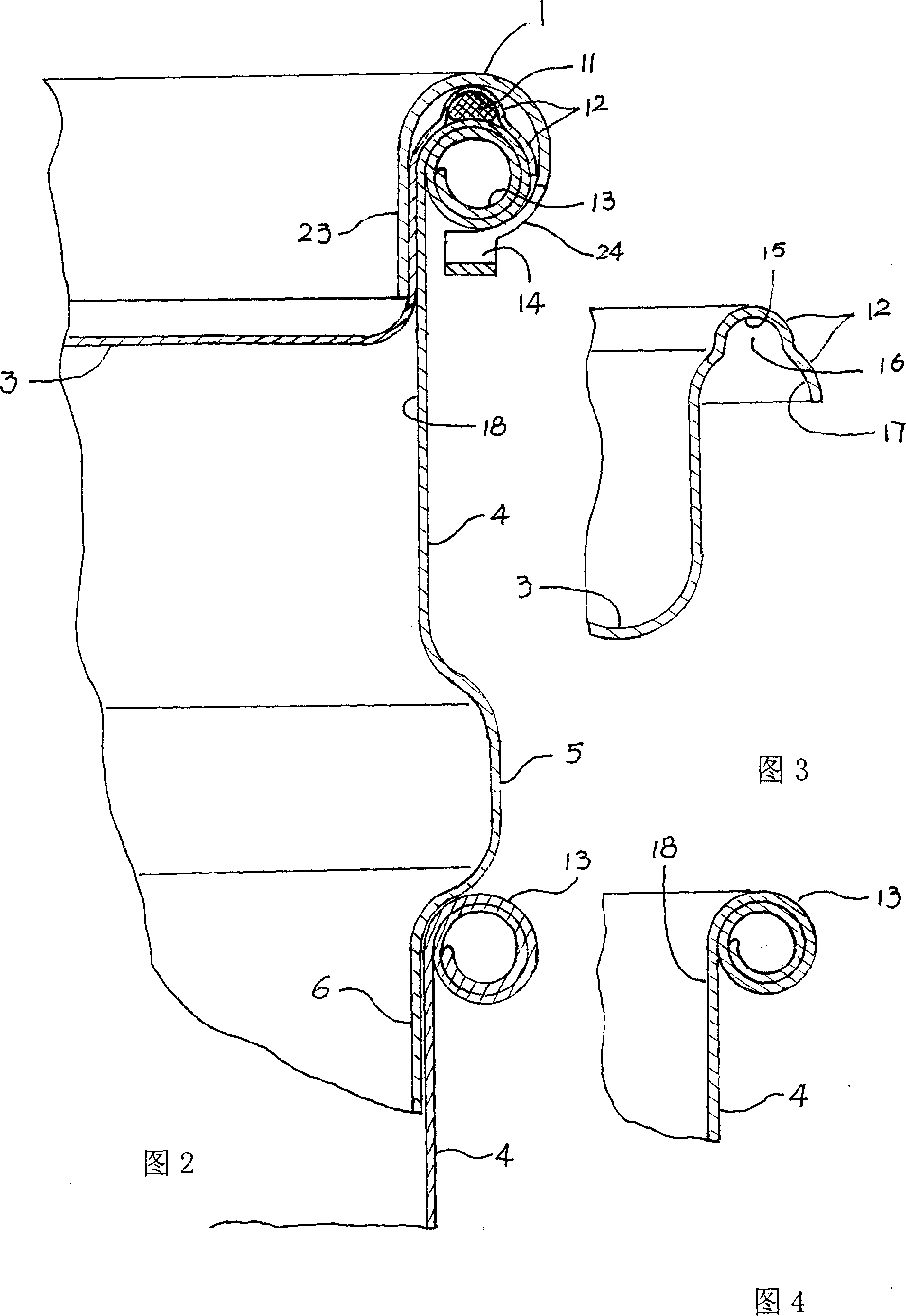 Enclosuring-hoop type curled-edge like enclosure, its sealing, clamping and making method