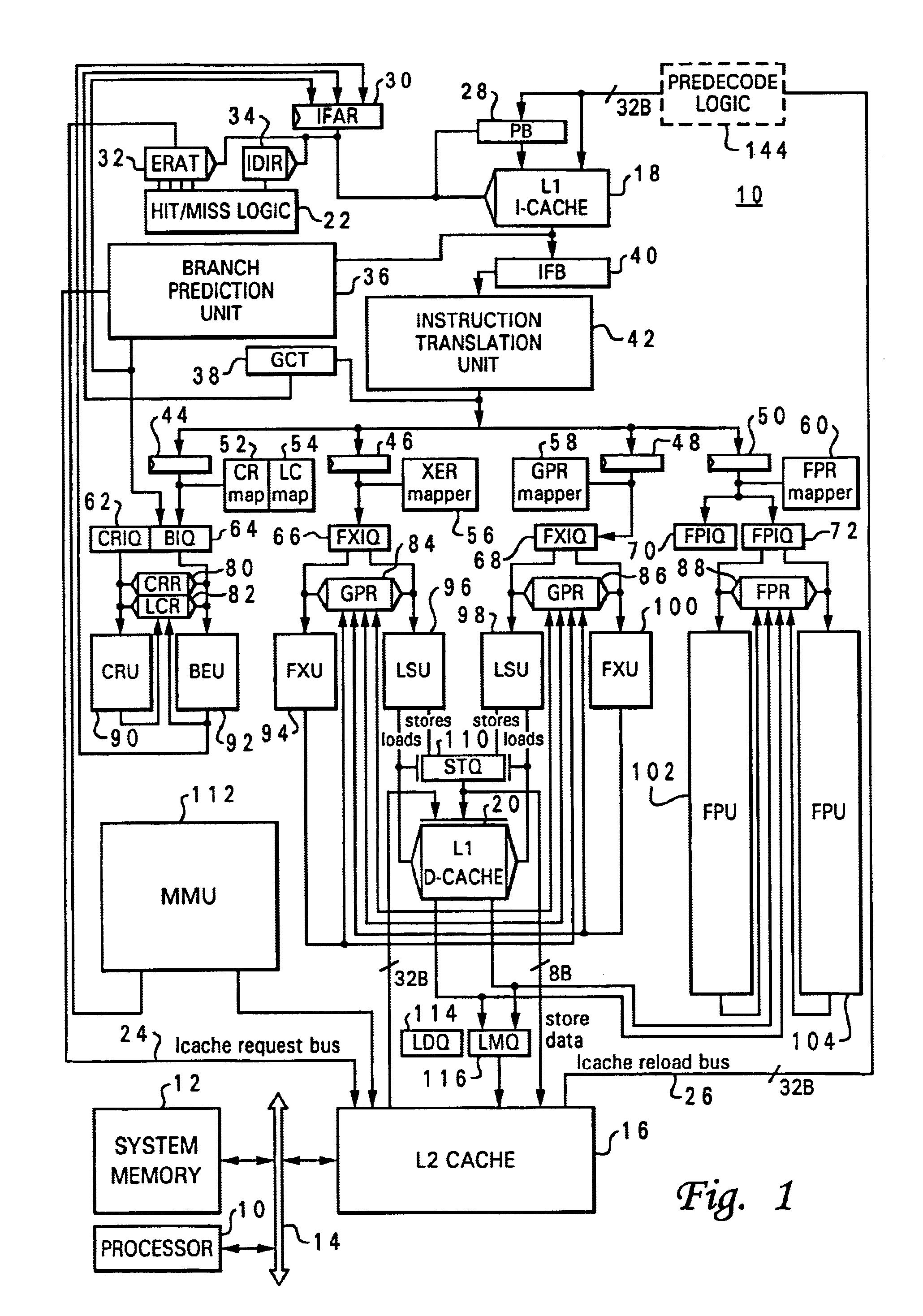 Processor and method of executing load instructions out-of-order having reduced hazard penalty