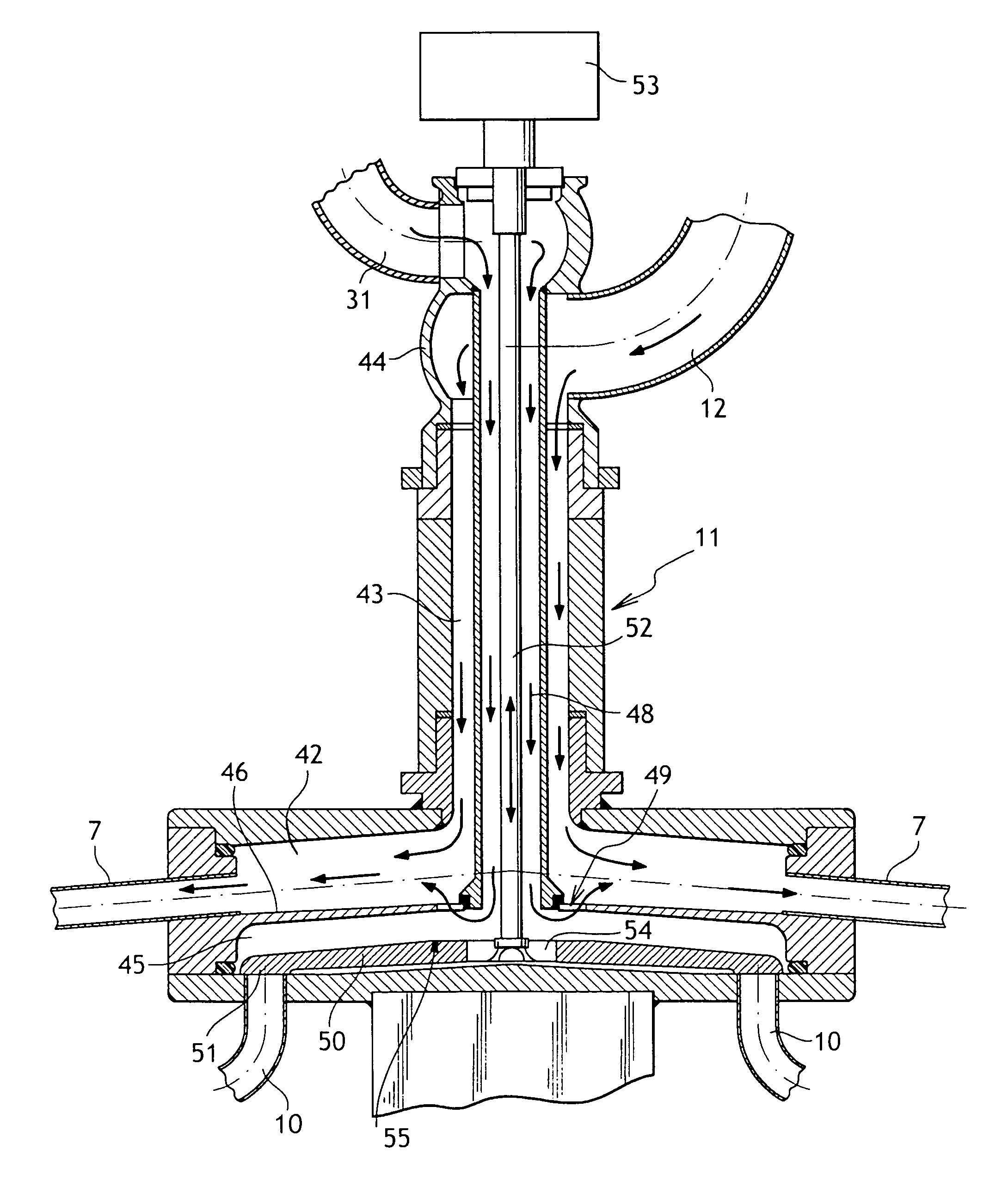 Installation for packaging a liquid product in receptacles