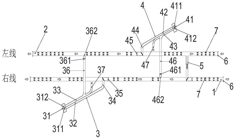 A highway tunnel ventilation system and method with a combination of inclined shaft conveying and rowing and single horizontal passage