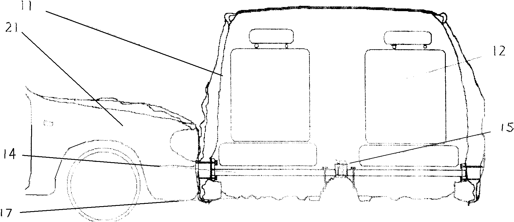 Deformation set for anti-collision on side of manned vehicle, and manned vehicle with the set