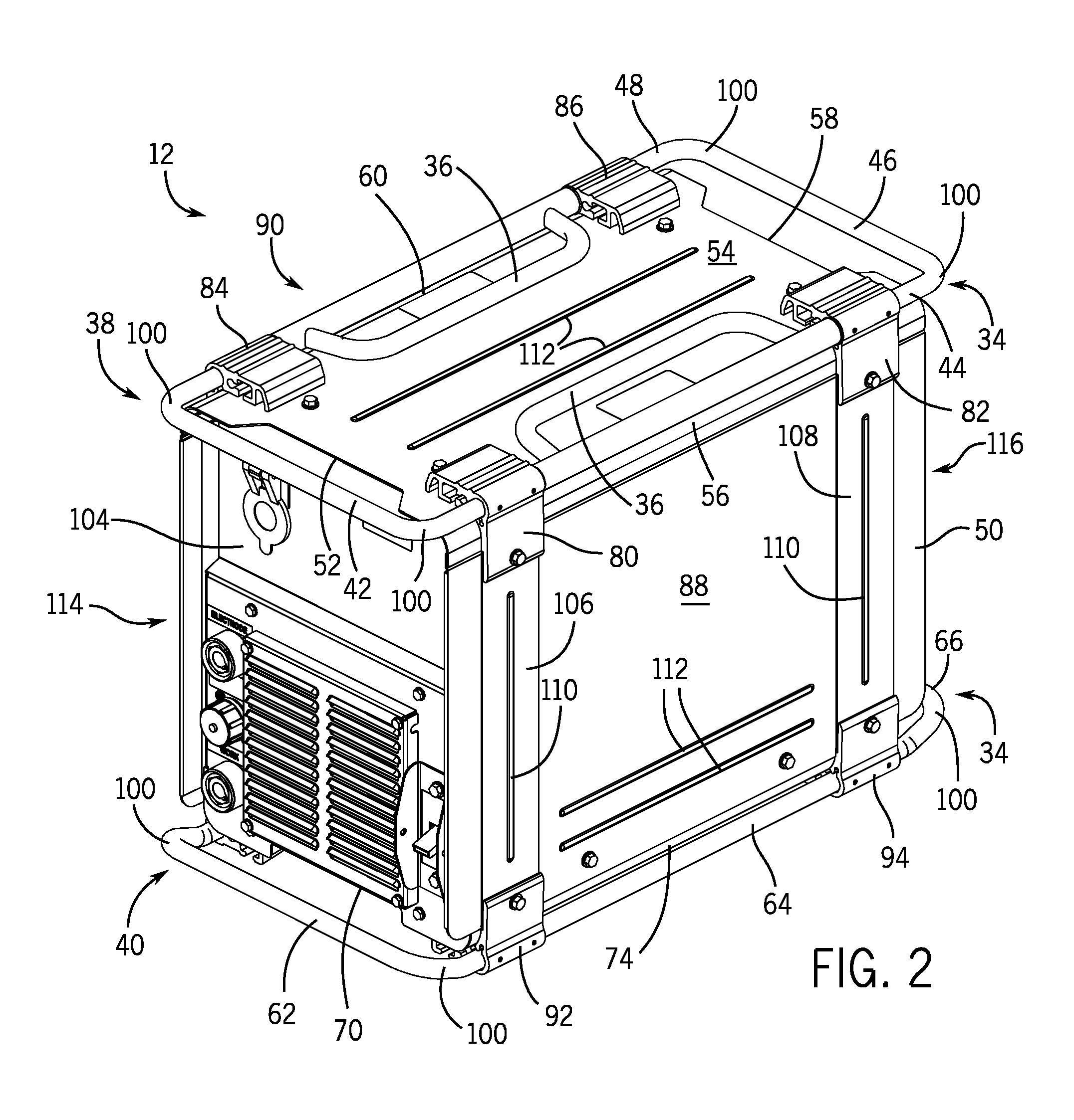 Welding power supply roll cage with incorporated lift handles