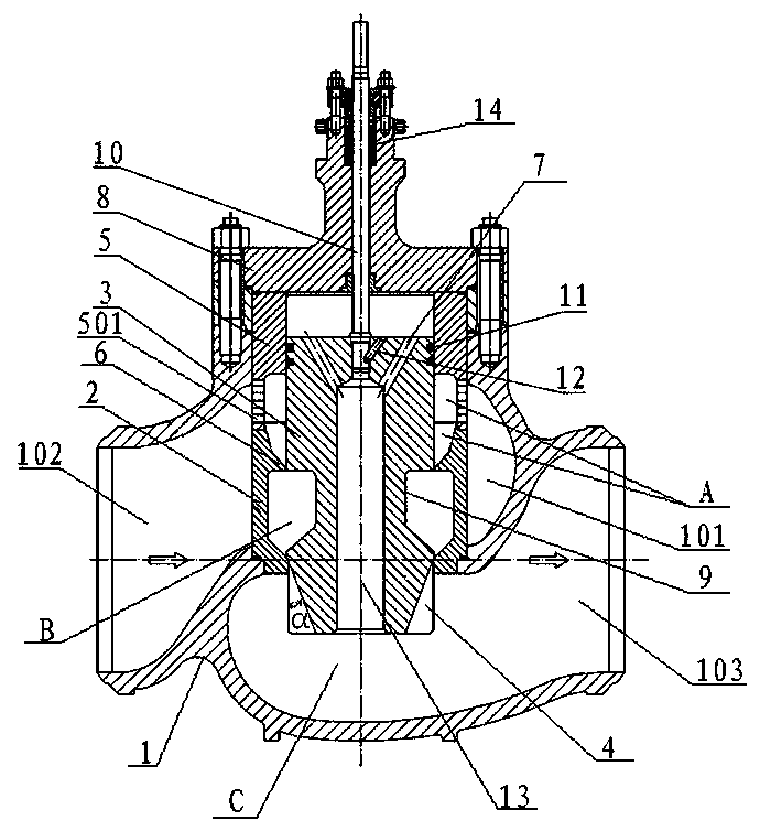 High-pressure difference sleeve adjusting valve