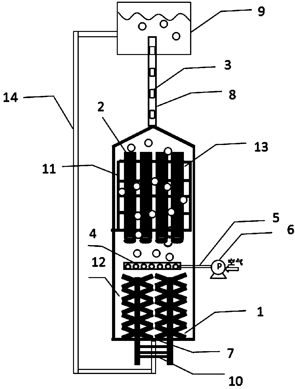 Self-circulating air cathode microbial fuel cell and method based on bubble buoyancy