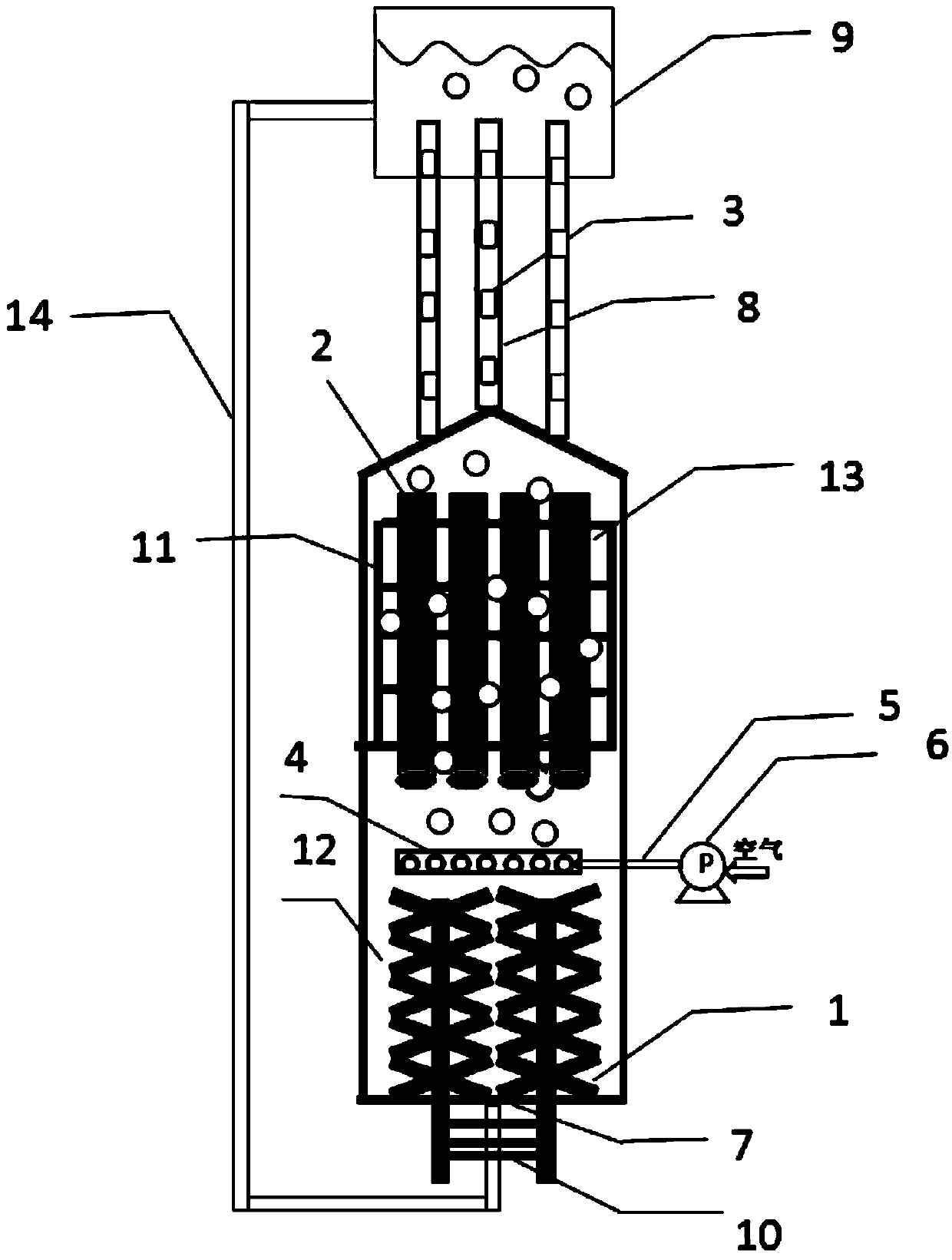 Self-circulating air cathode microbial fuel cell and method based on bubble buoyancy