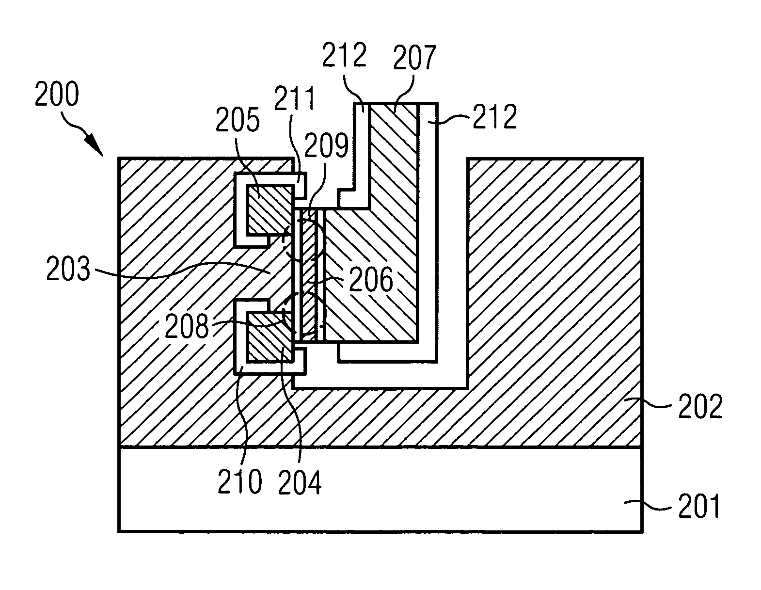 Transistor-arrangement, method for operating a transistor arrangement as a data storage element and method for producing a transistor-arrangement