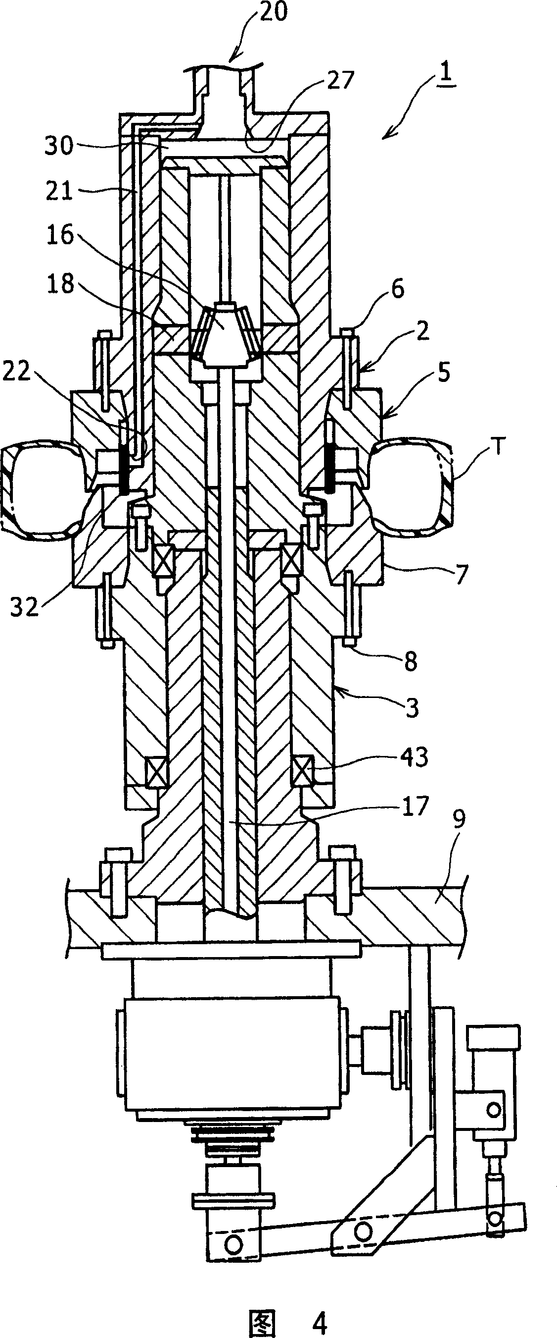 Tire testing machine and axis misalignment measuring method for tire testing machine