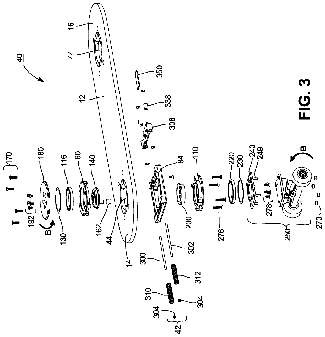 Roller board with one or more user-maneuverable trucks and north-seeking return mechanism