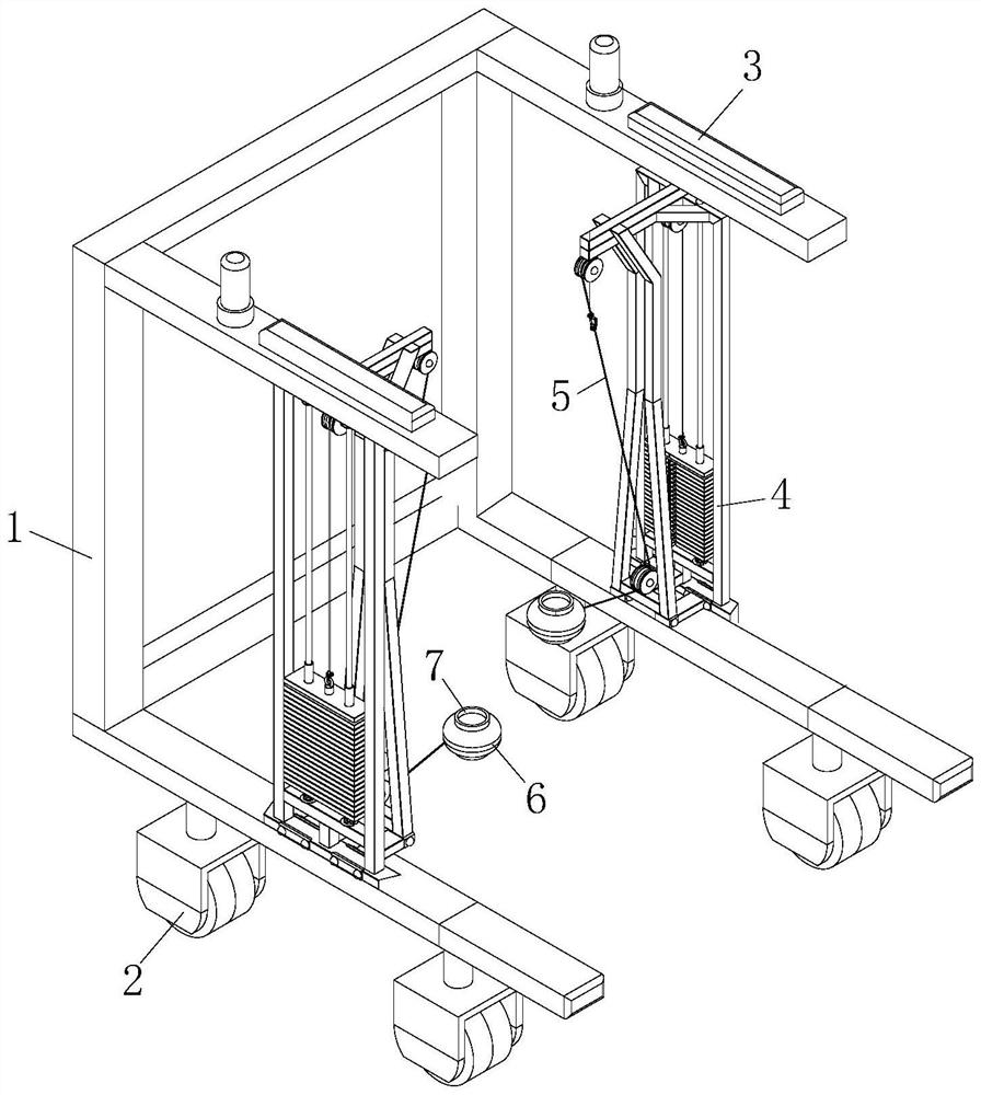 Automatic following auxiliary walking rehabilitation wheel type mobile robot device