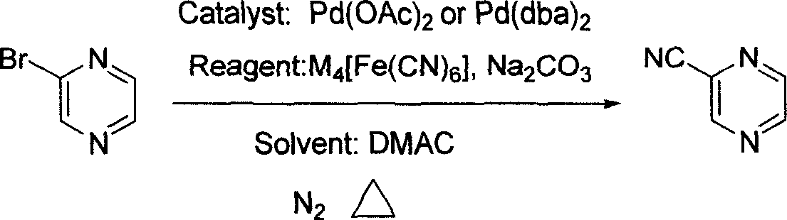 Preparation process of intermediate 2-cyanpyrazine of pyrazinamide drug