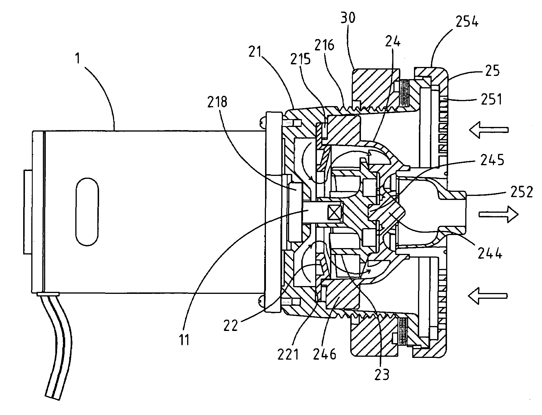 Structure of a swirl generator for liquid