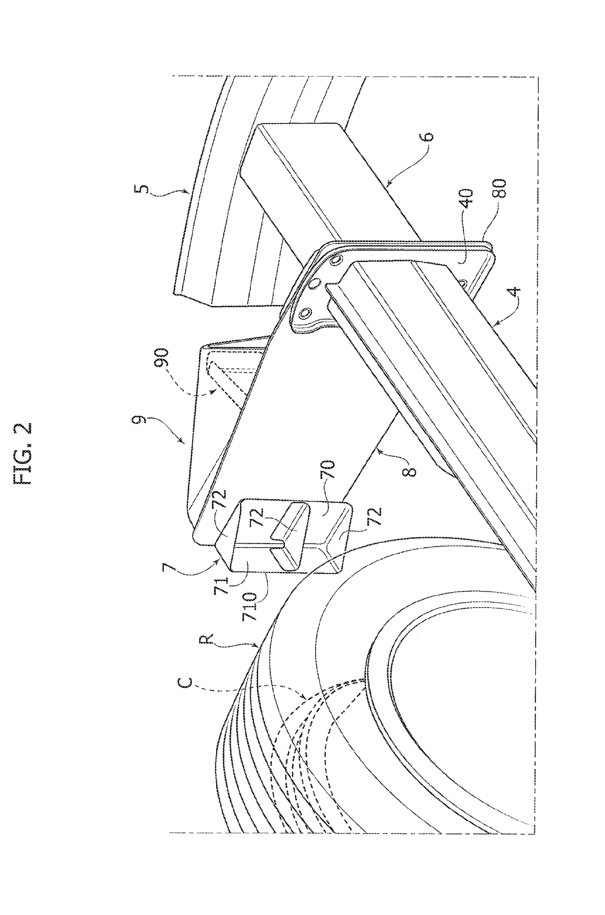 Safety device for orienting a motor-vehicle front wheel transversally to the longitudinal direction following a collision