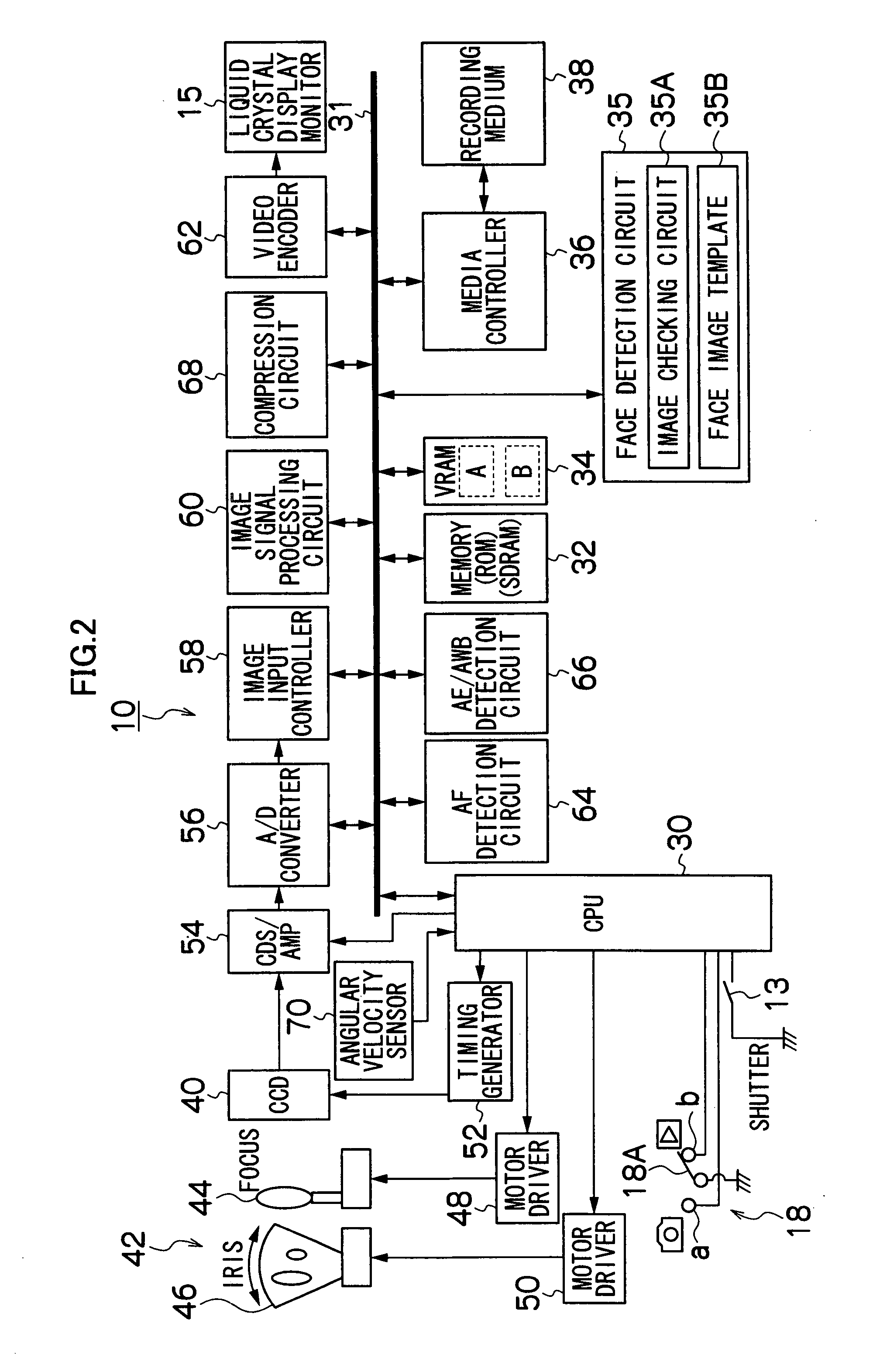 Method for displaying face detection frame, method for displaying character information, and image-taking device