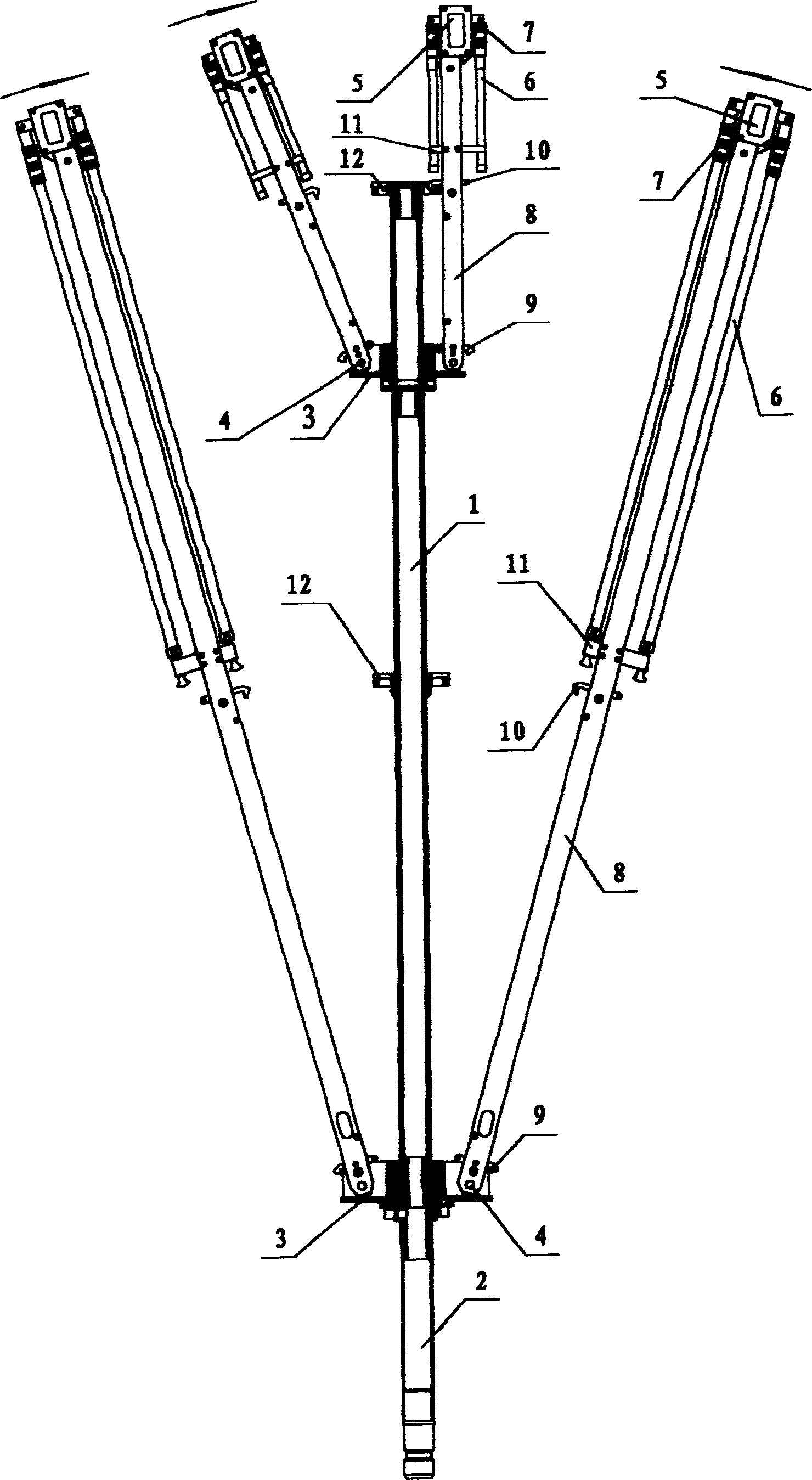 Folding direction-finding communication line antenna apparatus