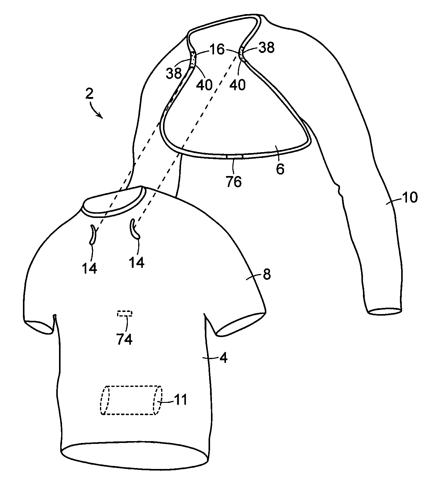 Garment having multiple layers
