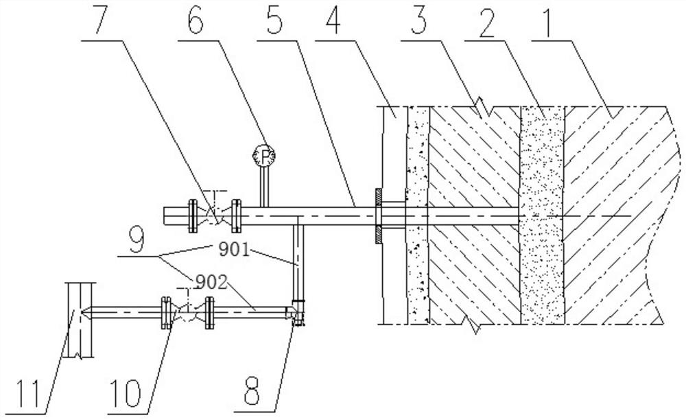 Drain system for blast furnace hearth standing water