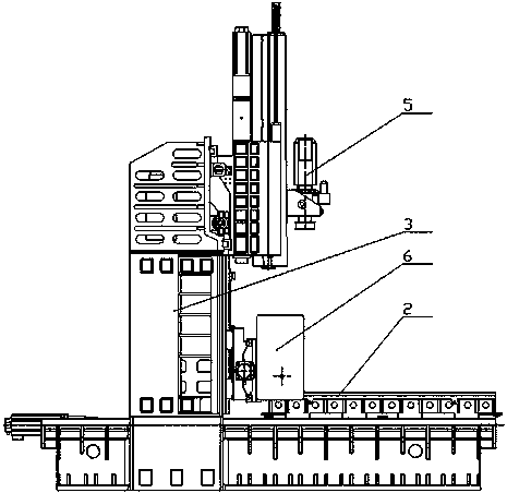 Numerical control gantry vertical and horizontal combined machining center of combination of tool magazine and main shaft on saddle