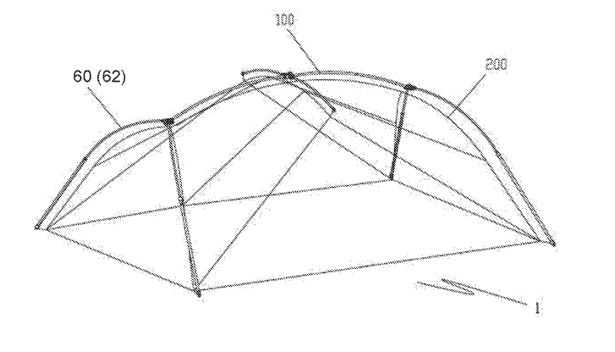 Tent frame and tent with slidably coupled top poles