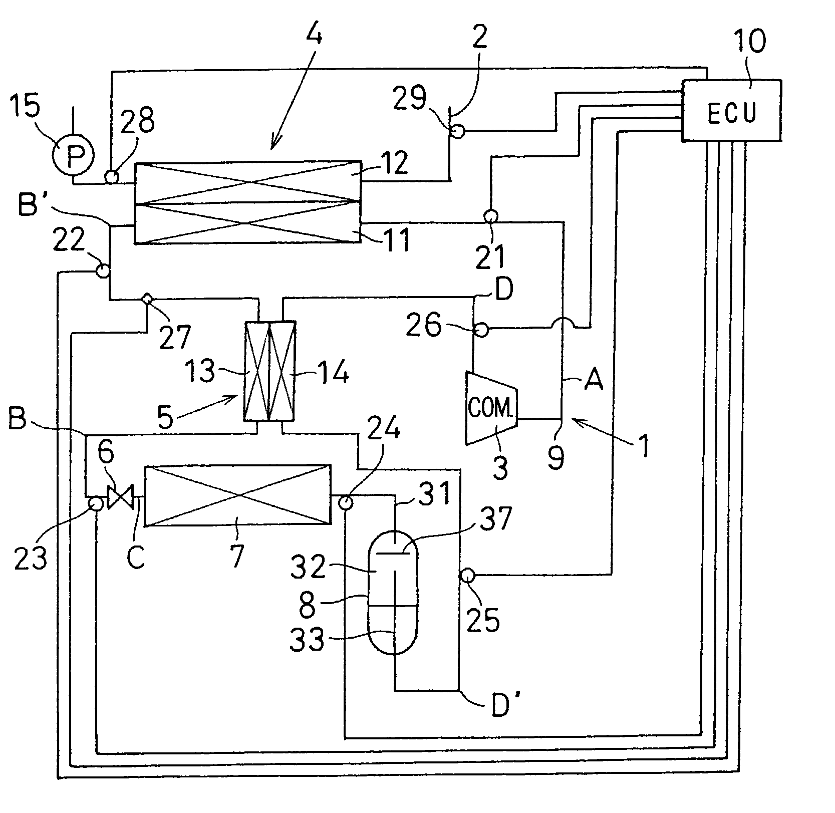 Super-critical refrigerant cycle system and water heater using the same