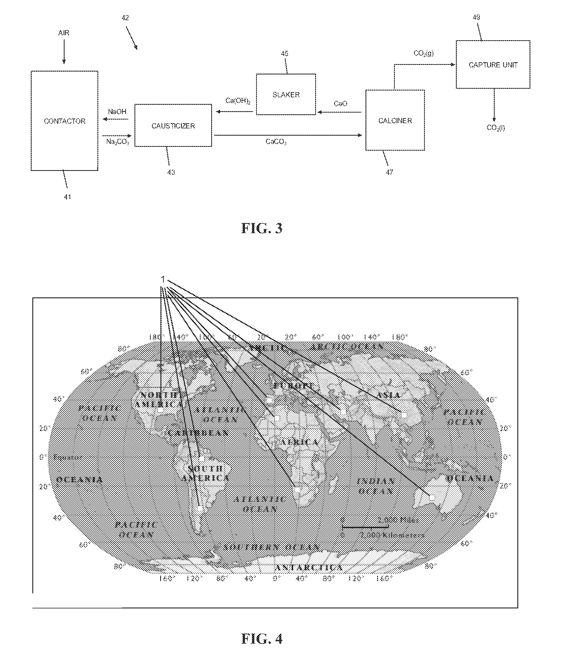 System and method for removing carbon dioxide from an atmosphere and global thermostat using the same