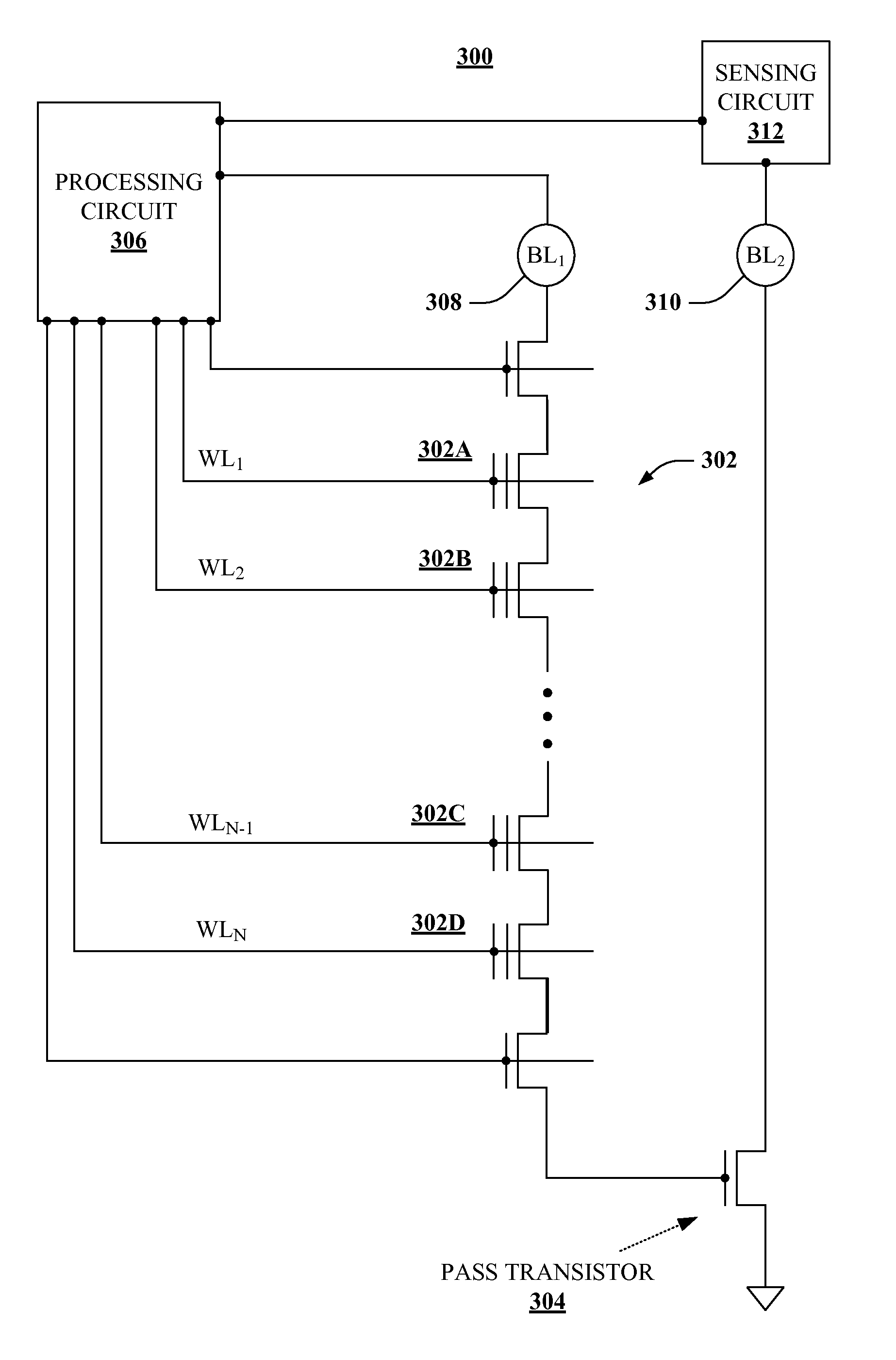 High read speed electronic memory with serial array transistors