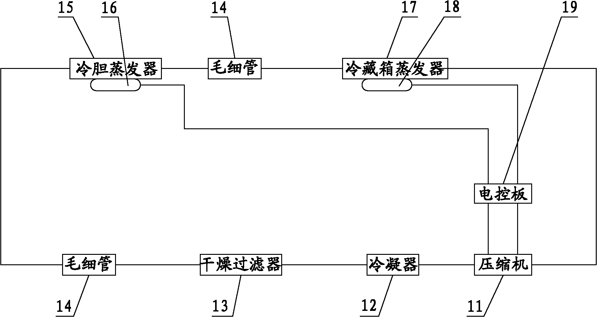 Water dispenser and compressor refrigerating system thereof