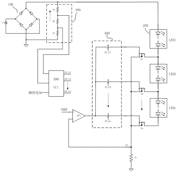 LED linear constant current control circuit and LED linear circuit