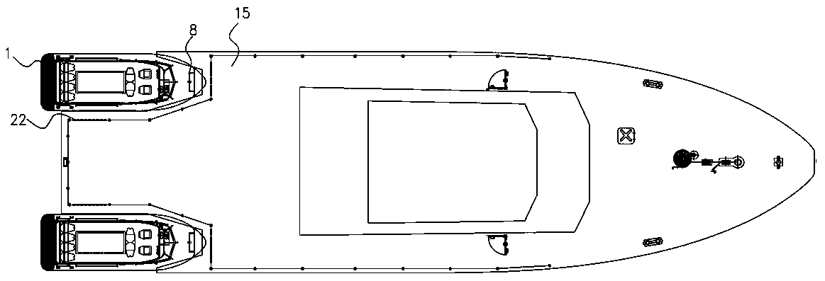 Carrying structure and folding and unfolding method of work boat