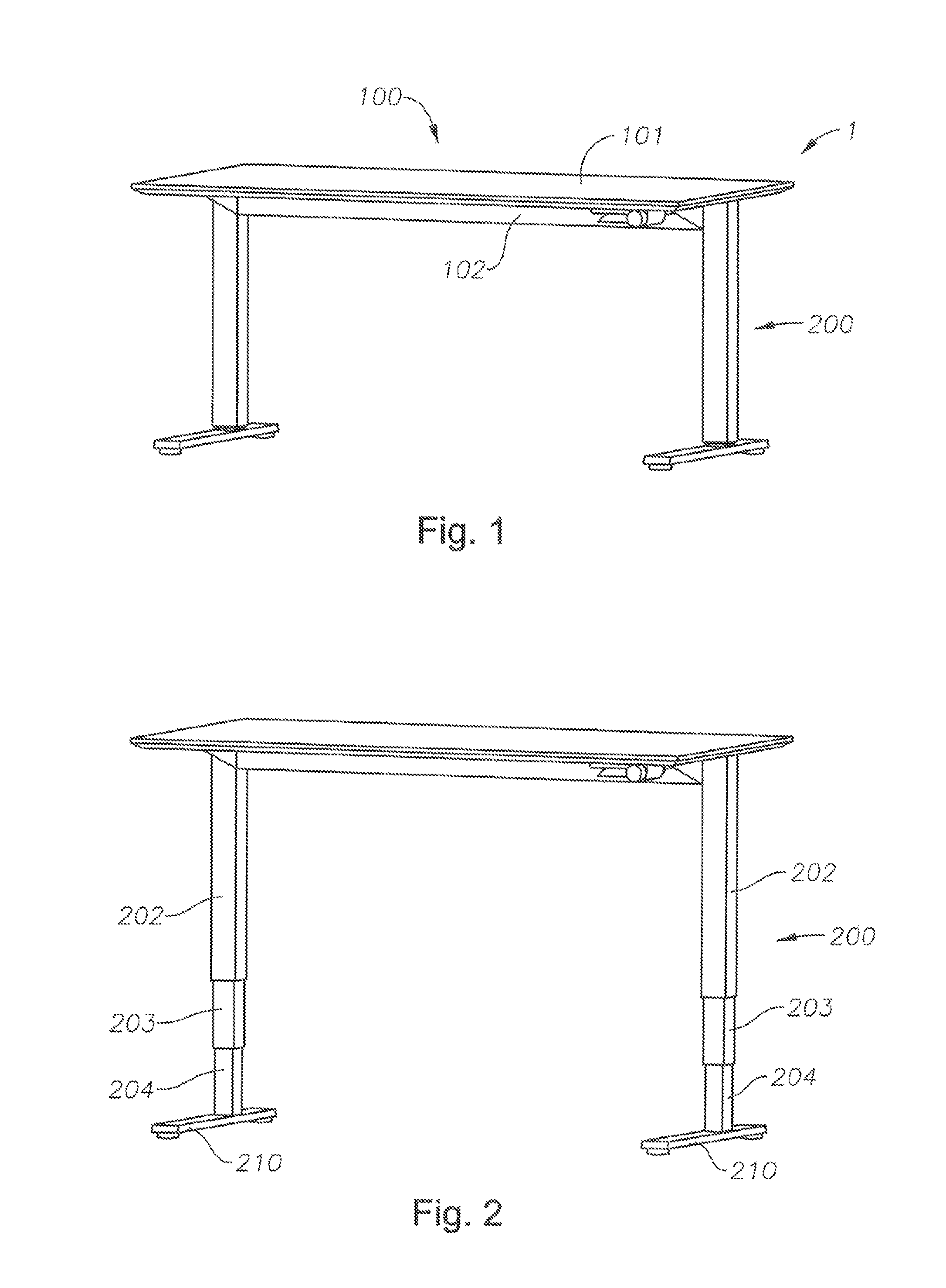 Height adjustable table