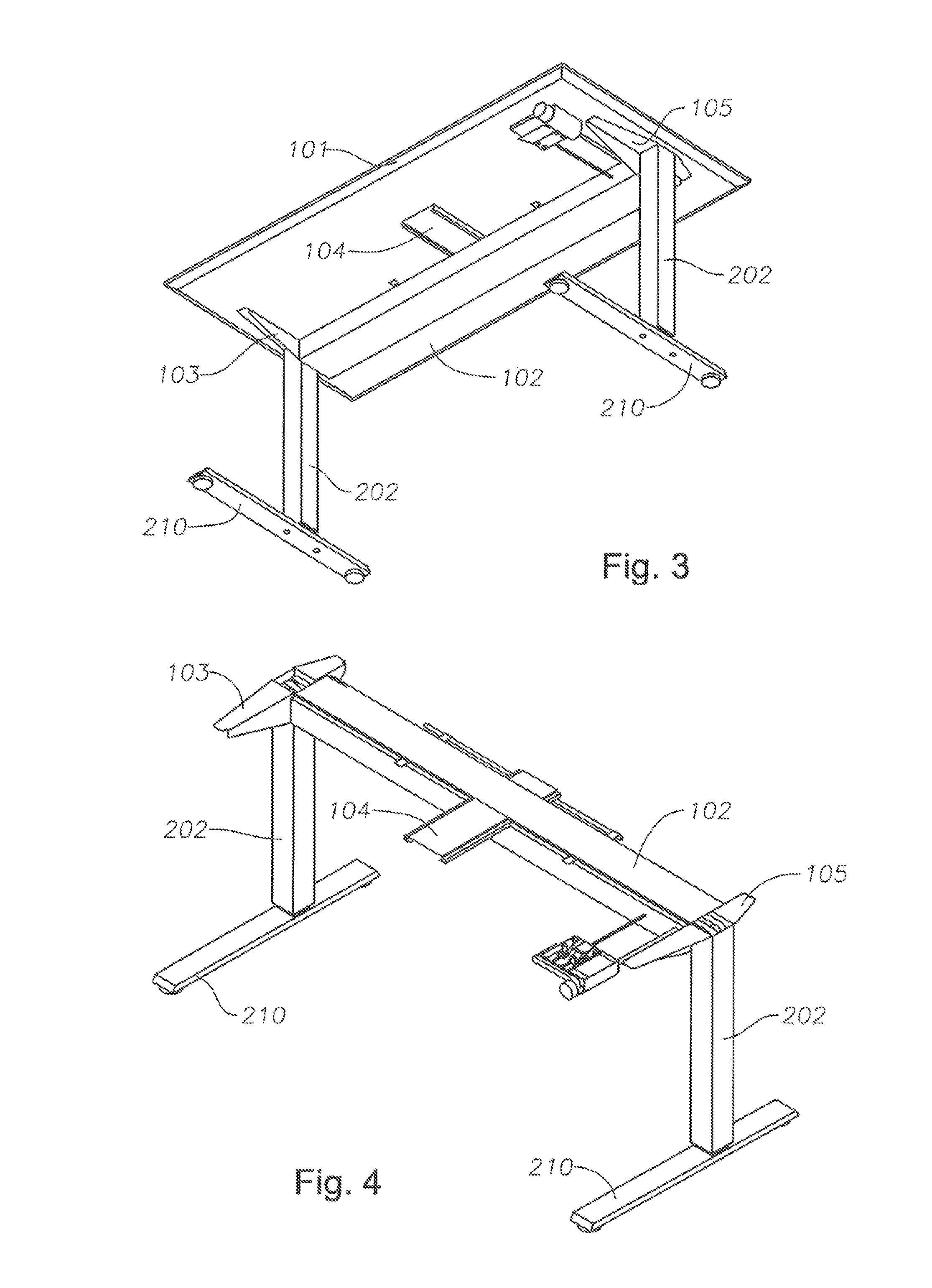 Height adjustable table