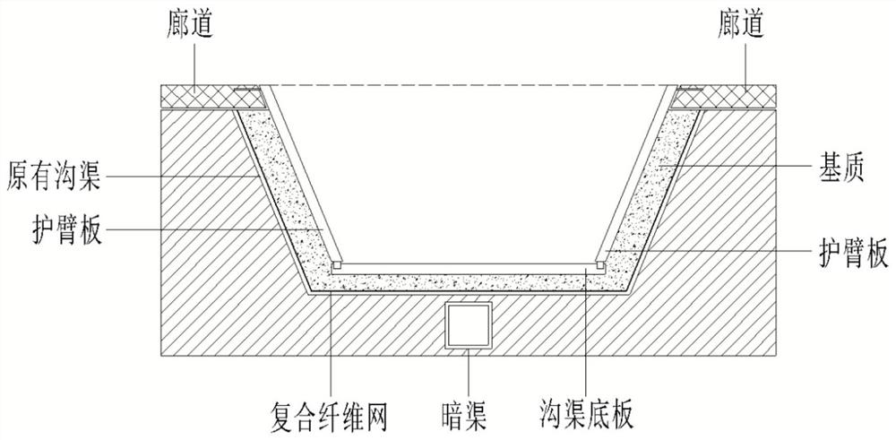 Urban and rural surface ditch transformation method with intercepting function and intercepting and purifying assembly